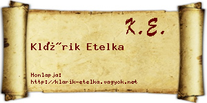 Klárik Etelka névjegykártya