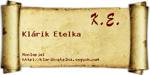 Klárik Etelka névjegykártya